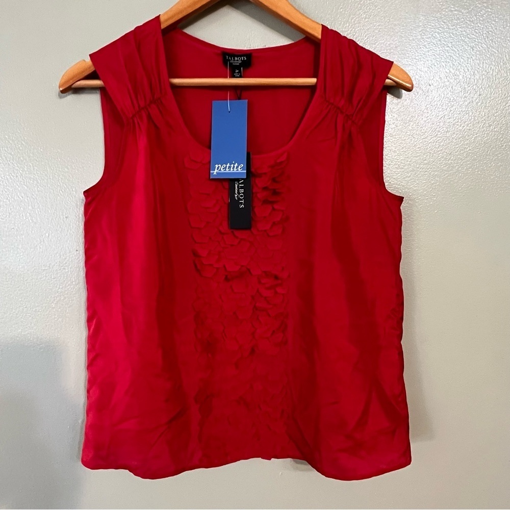 Talbots Red Sleeveless Tank Top 100% Silk Size 2P NWT